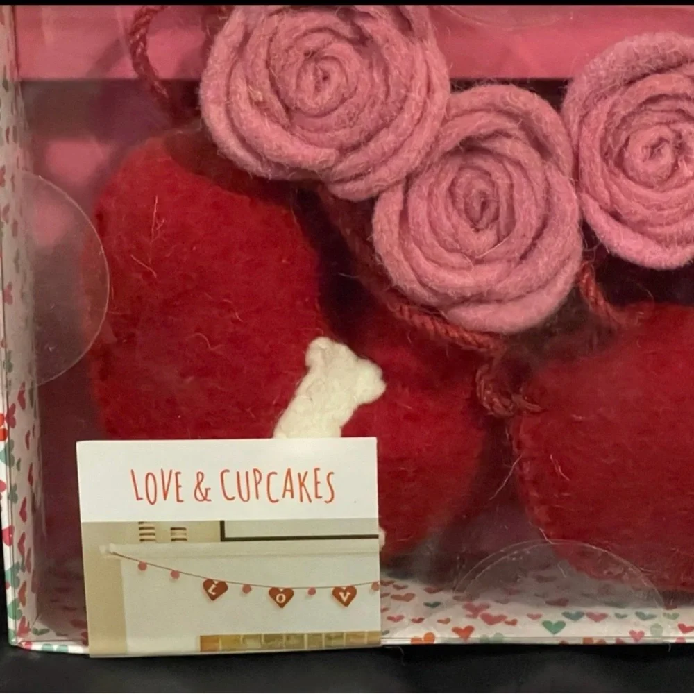 Valentines Love & Cupcakes Hearts LOVE Garland - Felt Hearts Garland LOVE